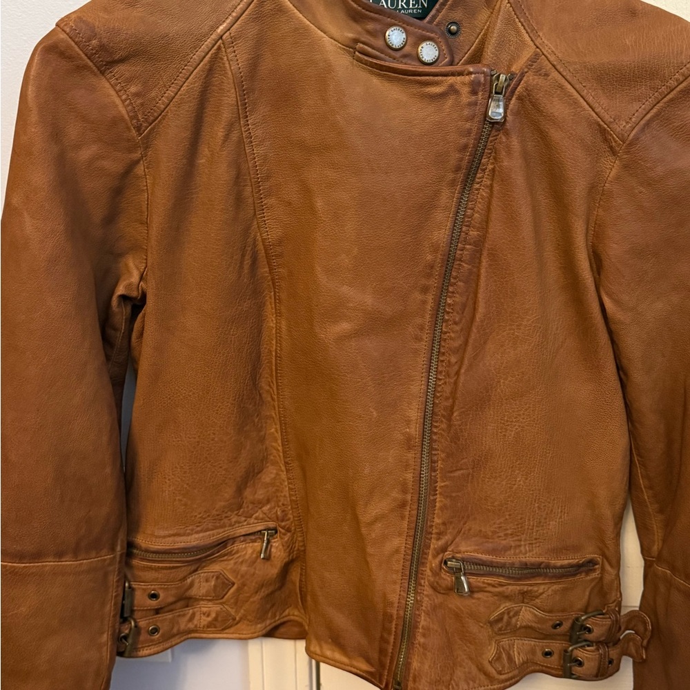 Ralph Lauren Tan Leather Jacket - Picture 2 of 10